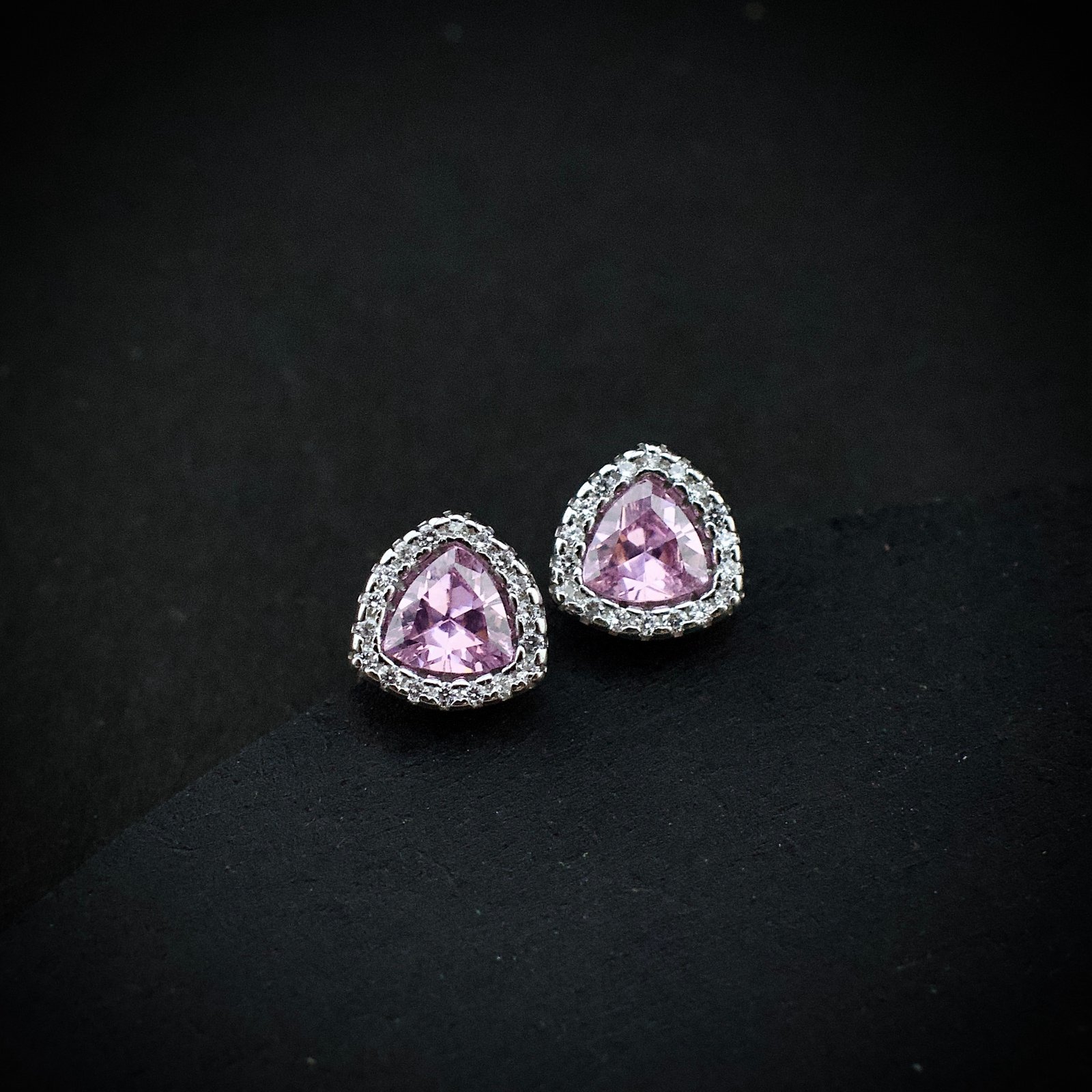 Cubic zirconia pendant earring set 925 sterling silver and pink white CZ neckalce, Unique handmade birthday gift, Wedding jewelry for bride