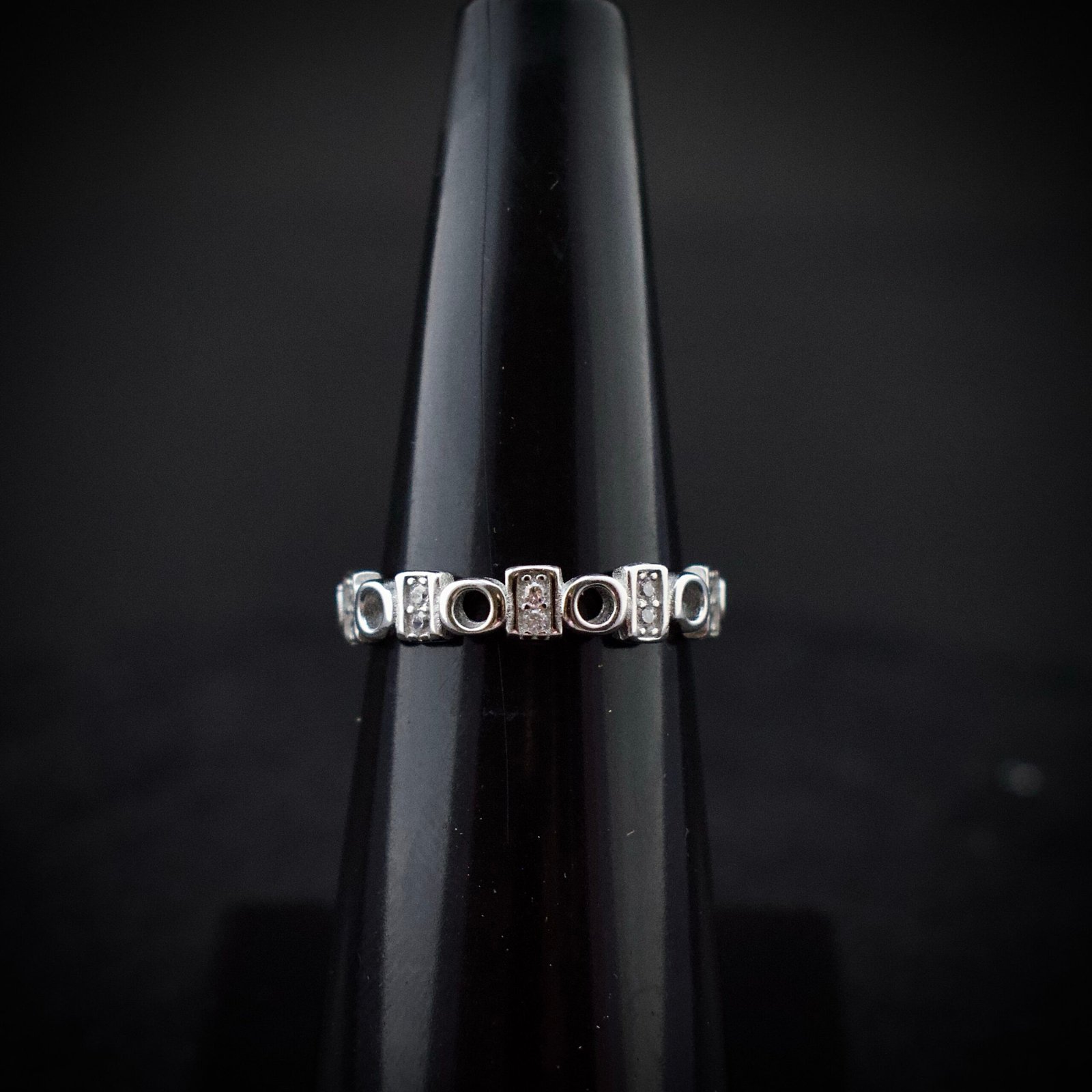 Round ring band, size 7 US, Cubic zirconia stone and 925 sterling silver ring, Unique handmade birthday gift, Wedding ring for bride