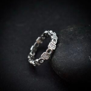 Round ring band, size 7 US, Cubic zirconia stone and 925 sterling silver ring, Unique handmade birthday gift, Wedding ring for bride