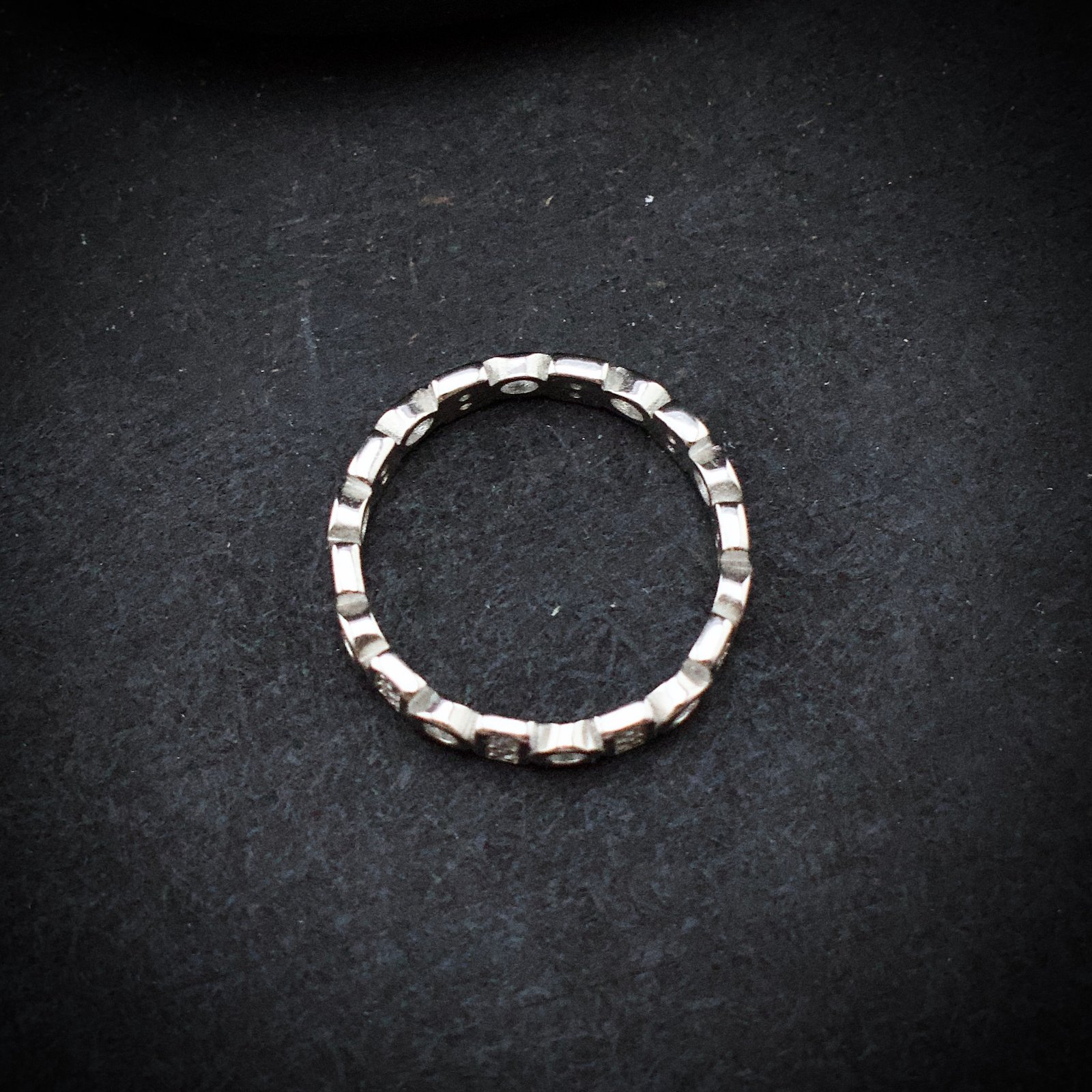 Round ring band, size 7 US, Cubic zirconia stone and 925 sterling silver ring, Unique handmade birthday gift, Wedding ring for bride