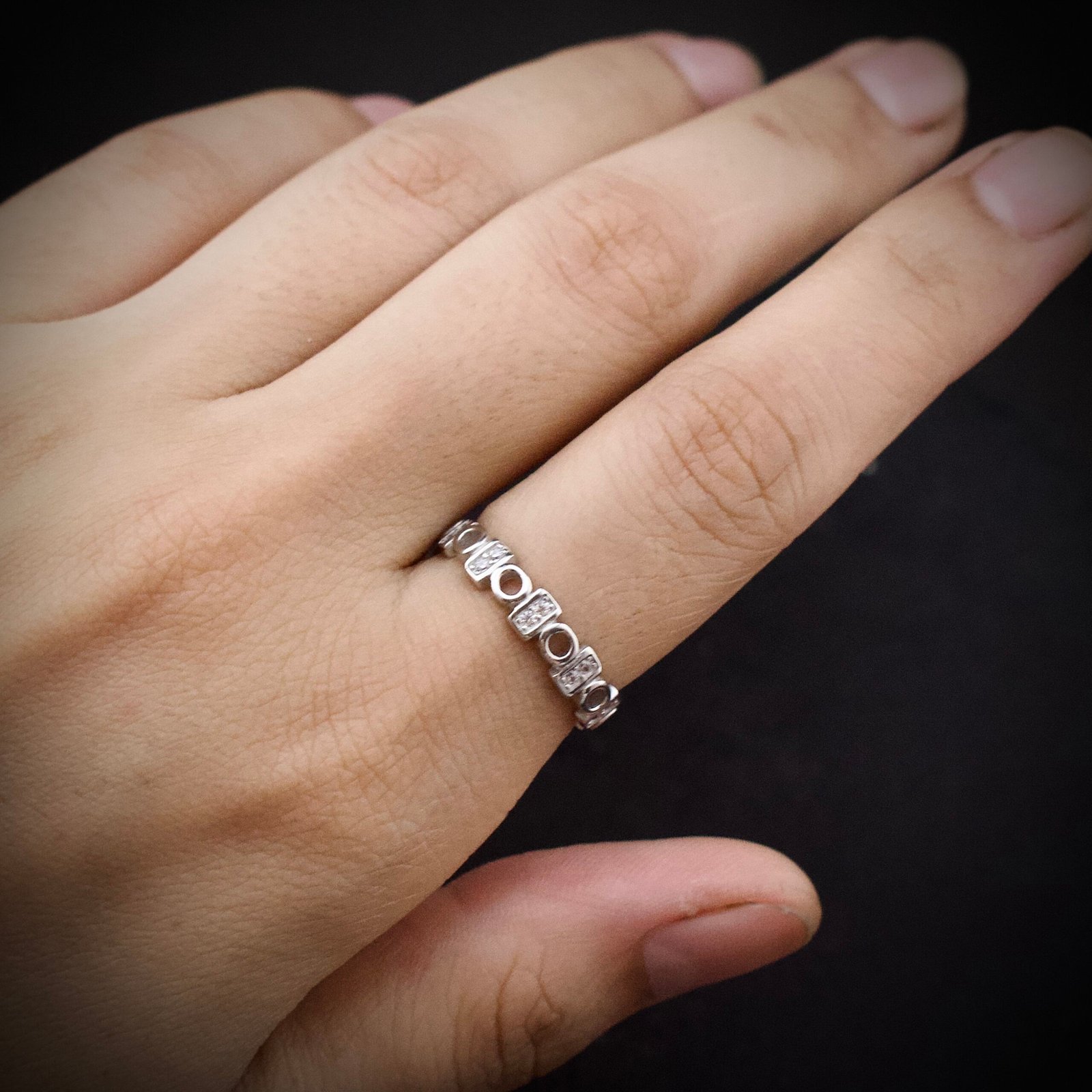 Round ring band, size 7 US, Cubic zirconia stone and 925 sterling silver ring, Unique handmade birthday gift, Wedding ring for bride