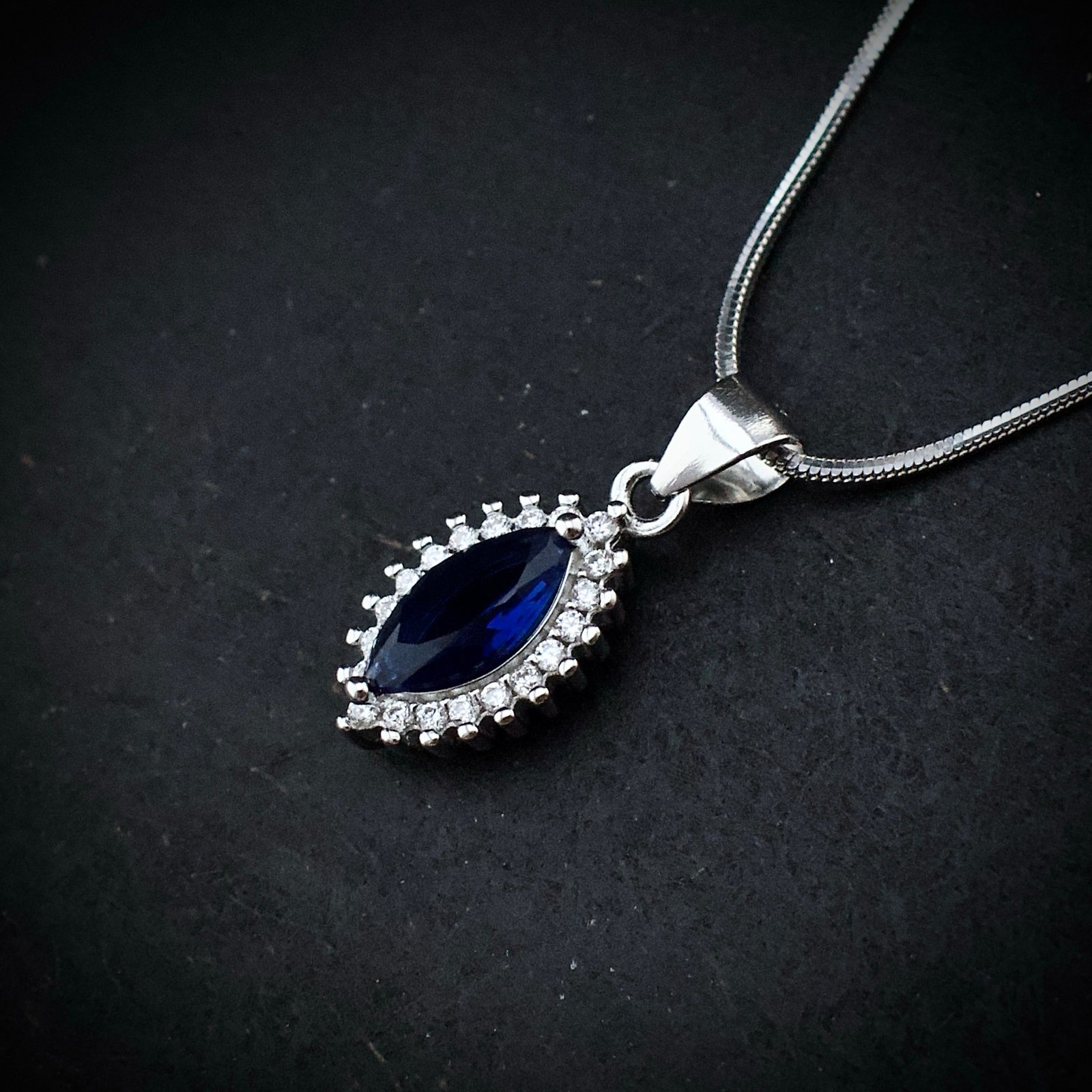 Cubic zirconia pendant earring set, 925 sterling silver and Blue white CZ necklace, Unique birthday gift, Wedding jewelry for bridesmaid