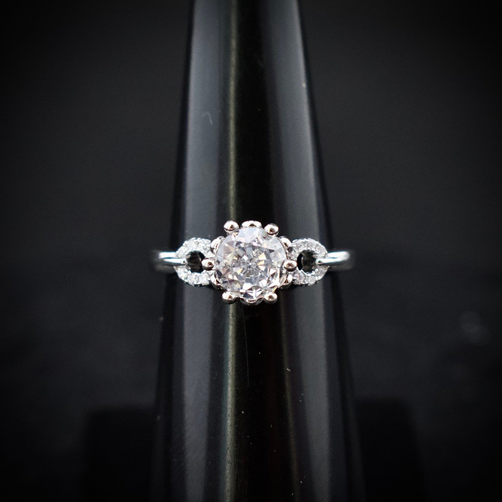 White cubic zirconia ring, Adjustable ring, 925 sterling silver and CZ stone ring, Unique handmade birthday gift, Wedding ring for bride