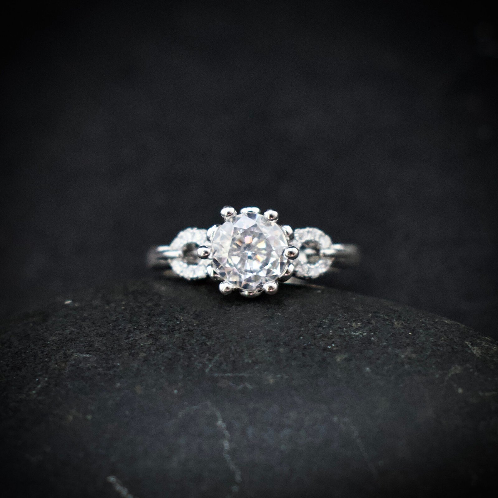 White cubic zirconia ring, Adjustable ring, 925 sterling silver and CZ stone ring, Unique handmade birthday gift, Wedding ring for bride