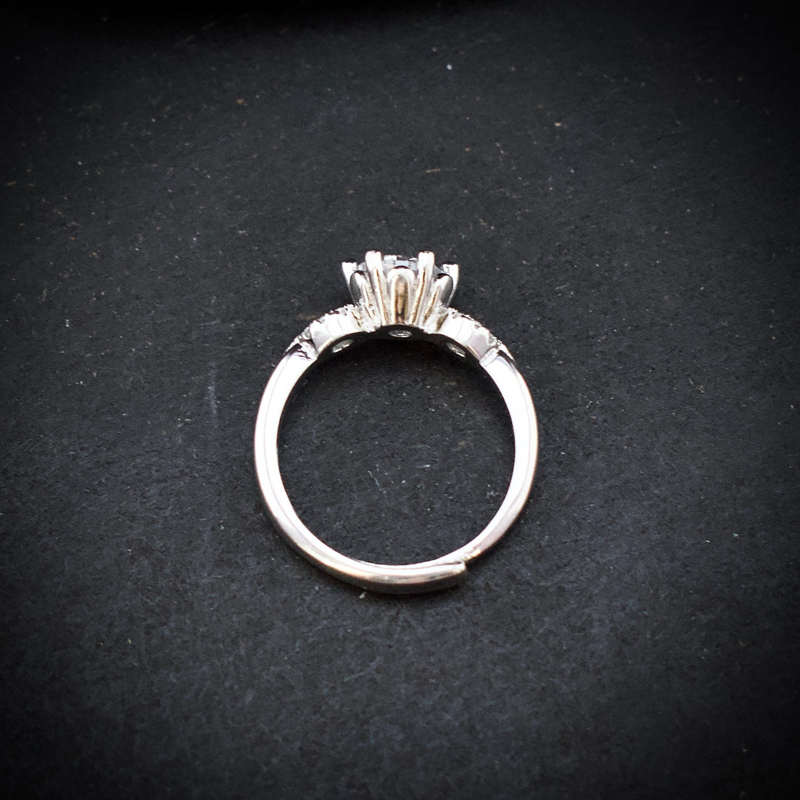 White cubic zirconia ring, Adjustable ring, 925 sterling silver and CZ stone ring, Unique handmade birthday gift, Wedding ring for bride