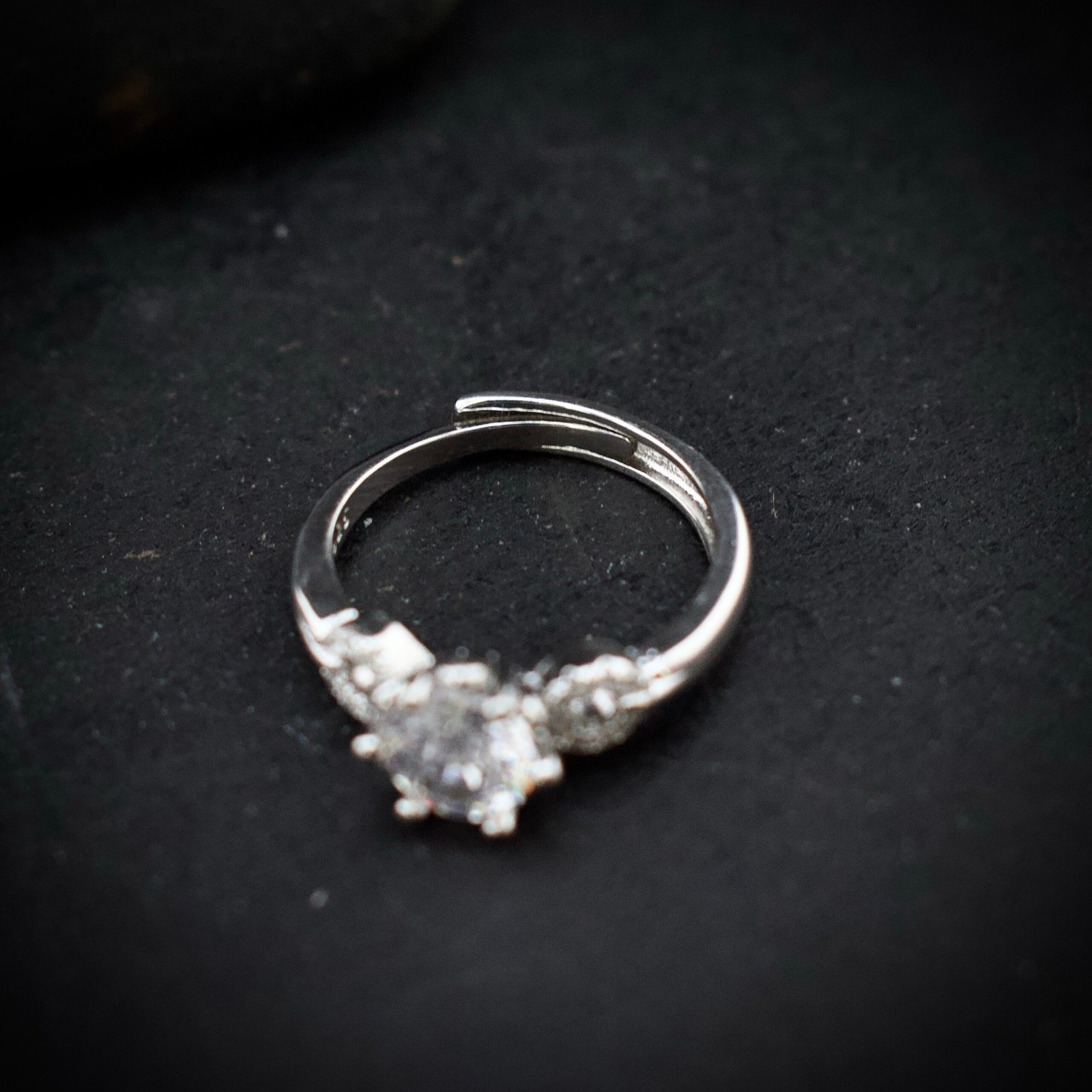 White cubic zirconia ring, Adjustable ring, 925 sterling silver and CZ stone ring, Unique handmade birthday gift, Wedding ring for bride