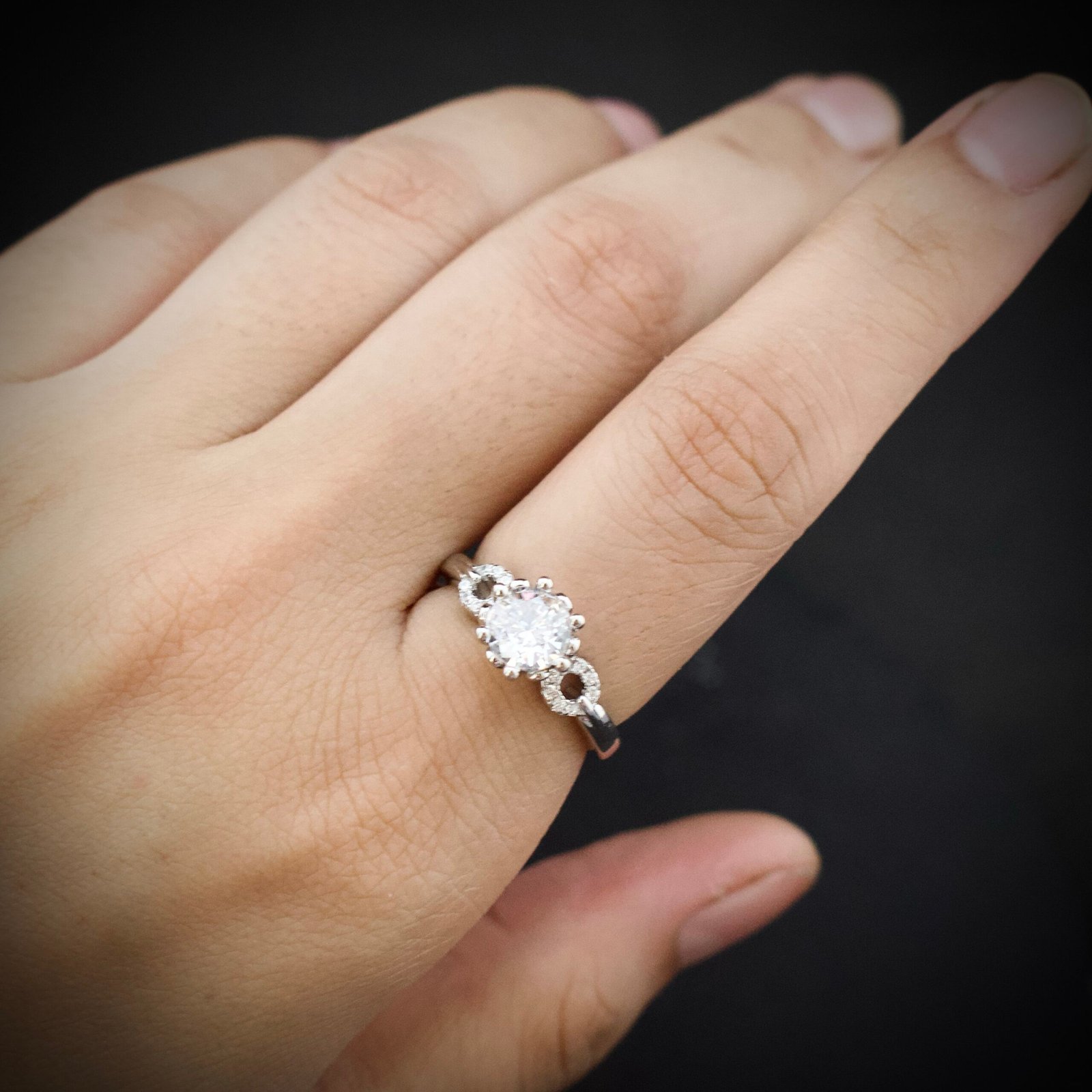 White cubic zirconia ring, Adjustable ring, 925 sterling silver and CZ stone ring, Unique handmade birthday gift, Wedding ring for bride