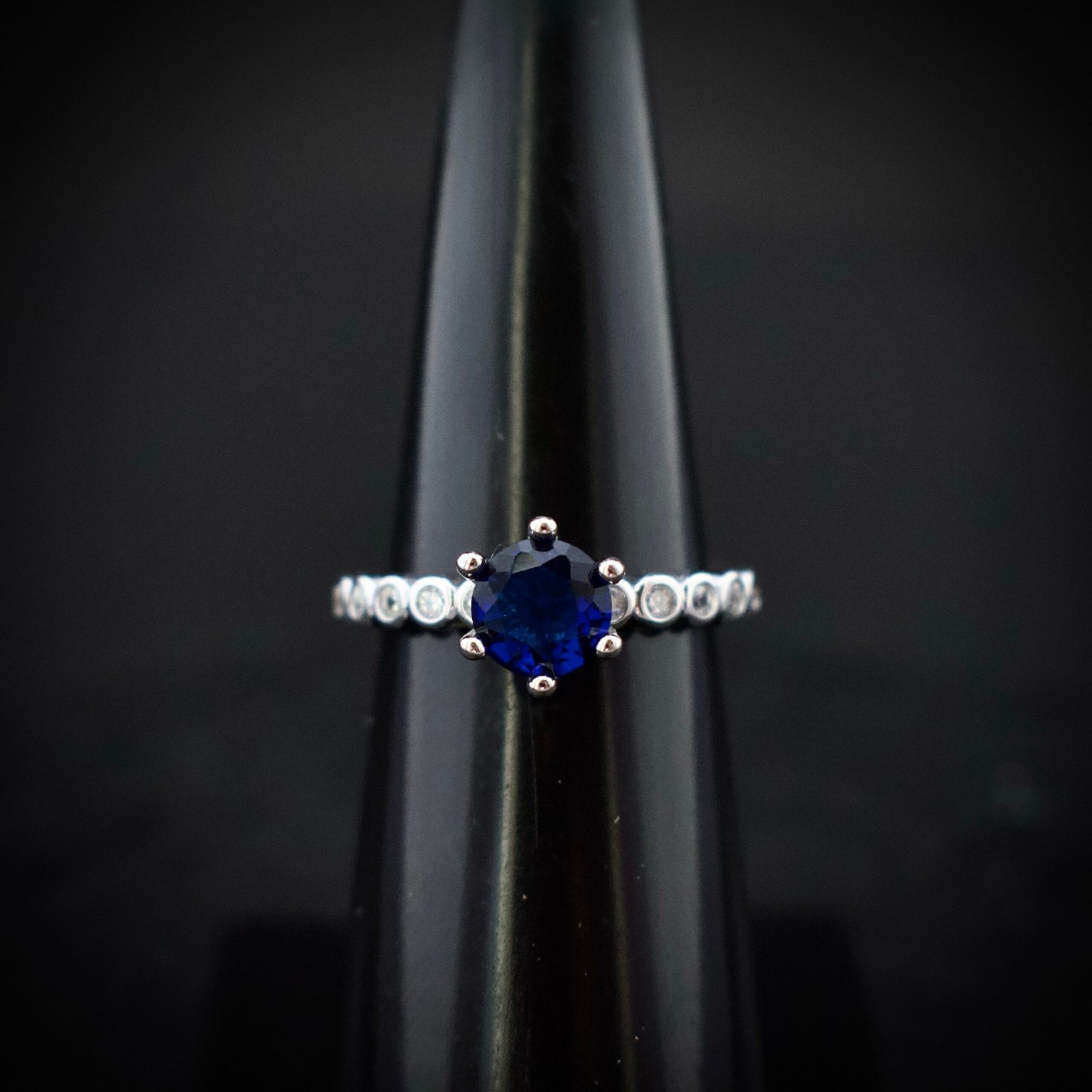 Blue and white cubic zirconia ring, 925 sterling silver ring, Adjustable ring, Unique handmade birthday gift, Wedding ring for bride