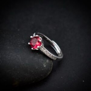 Pink and white cubic zirconia ring, 925 sterling silver ring, Adjustable ring, Unique handmade birthday gift, Wedding ring for bride