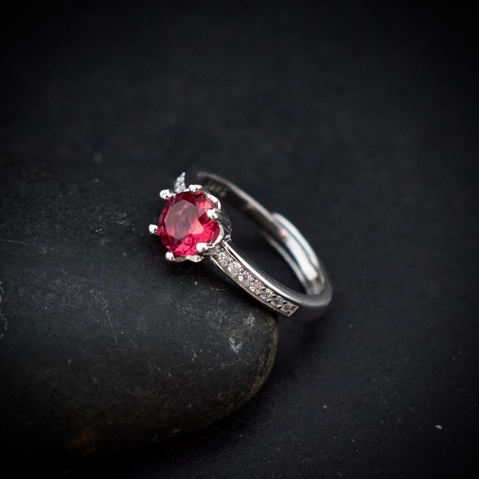 Pink and white cubic zirconia ring, 925 sterling silver ring, Adjustable ring, Unique handmade birthday gift, Wedding ring for bride