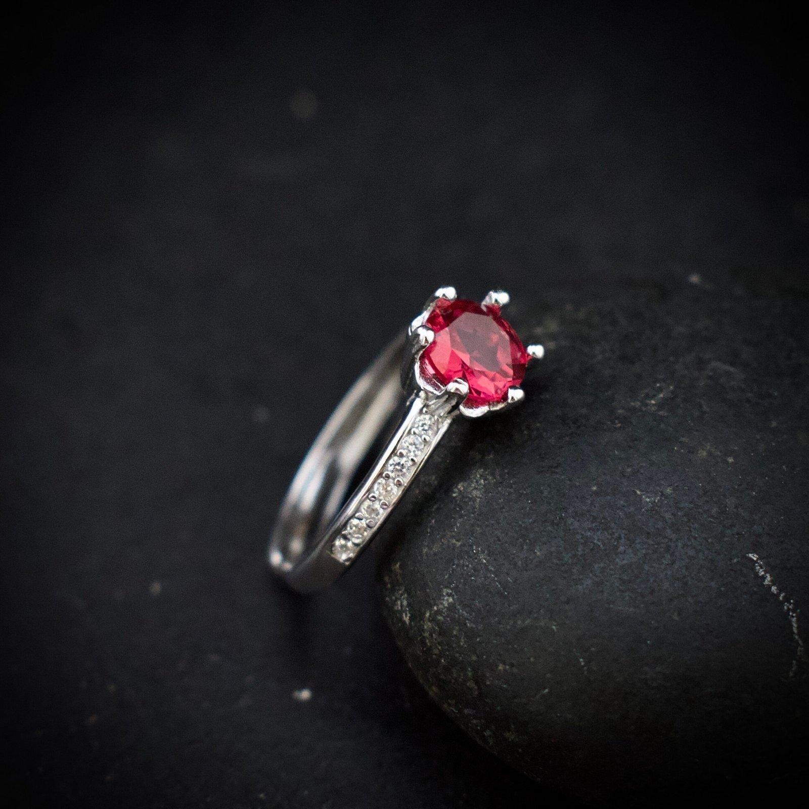 Pink and white cubic zirconia ring, 925 sterling silver ring, Adjustable ring, Unique handmade birthday gift, Wedding ring for bride