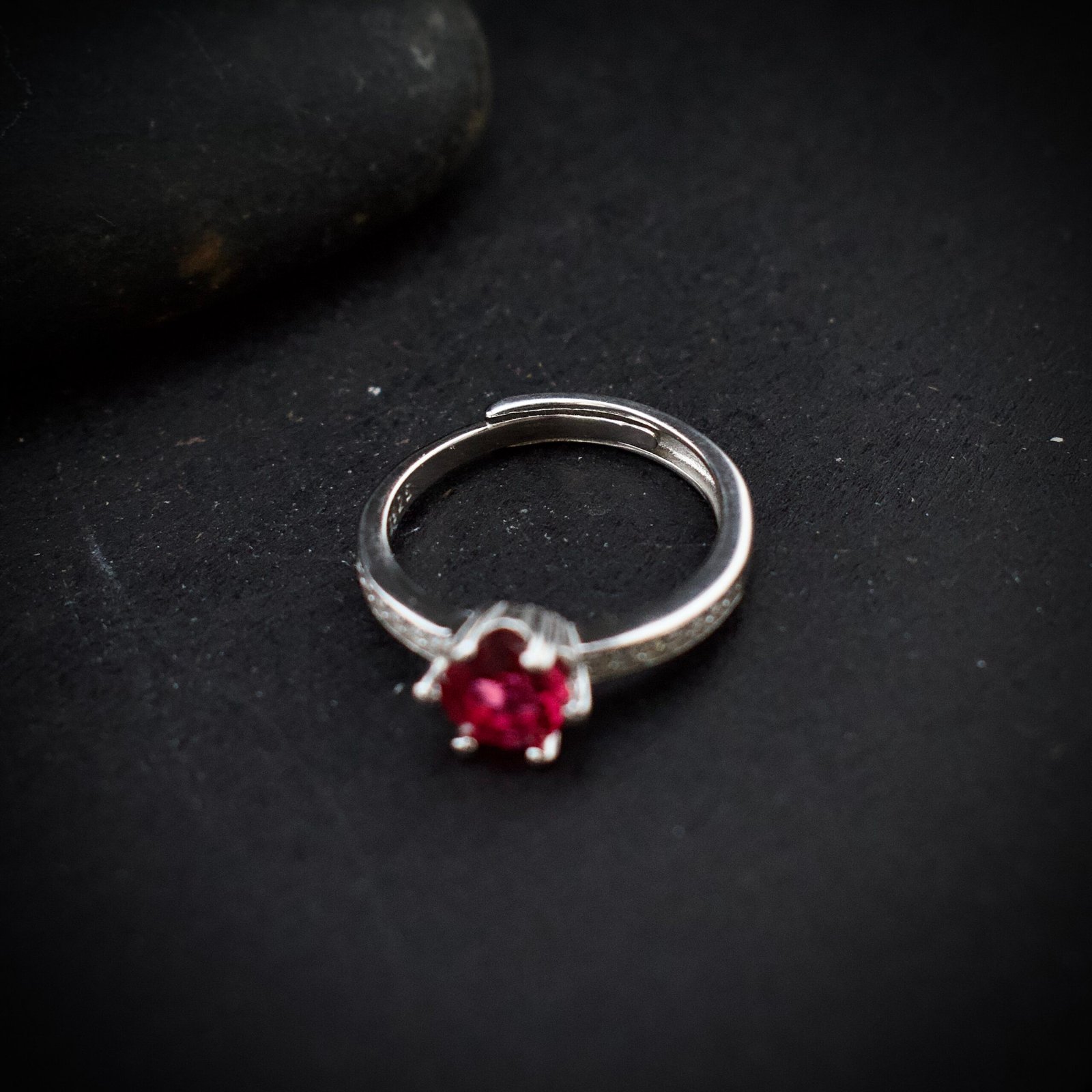 Pink and white cubic zirconia ring, 925 sterling silver ring, Adjustable ring, Unique handmade birthday gift, Wedding ring for bride