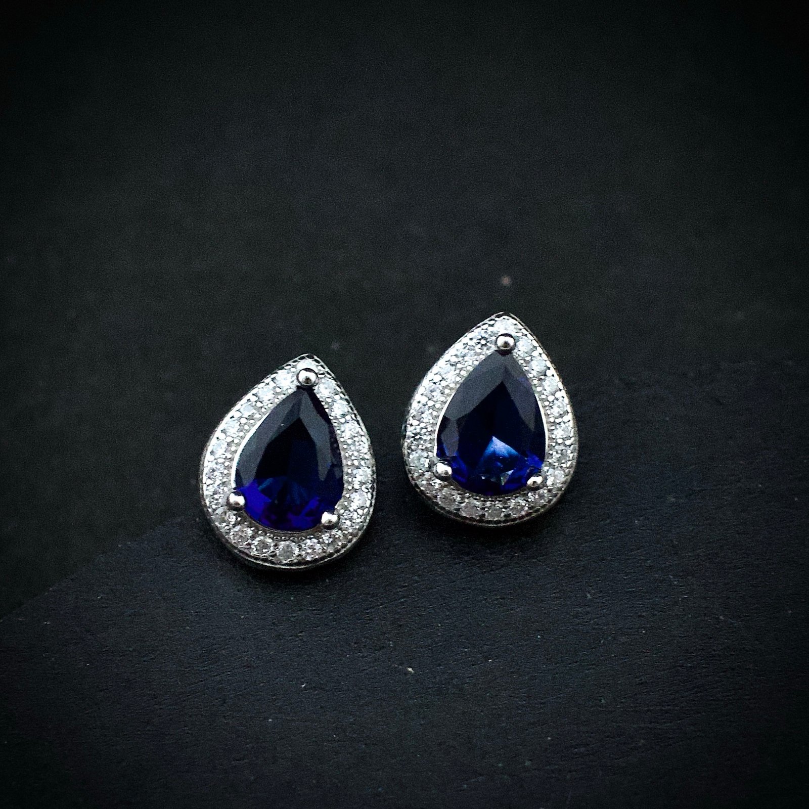 Cubic zirconia pendant earring set, 925 sterling silver and Blue white CZ necklace, Unique birthday gift, Wedding jewelry for bridesmaid