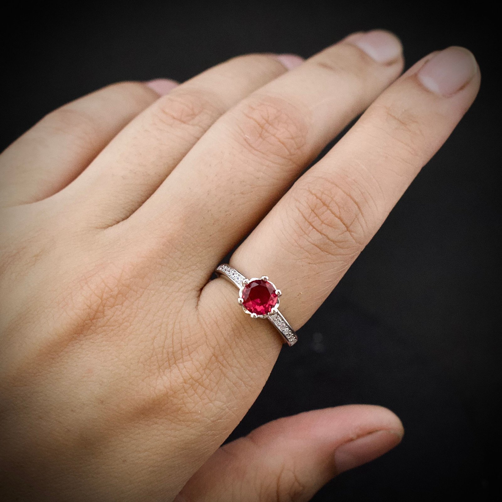 Pink and white cubic zirconia ring, 925 sterling silver ring, Adjustable ring, Unique handmade birthday gift, Wedding ring for bride