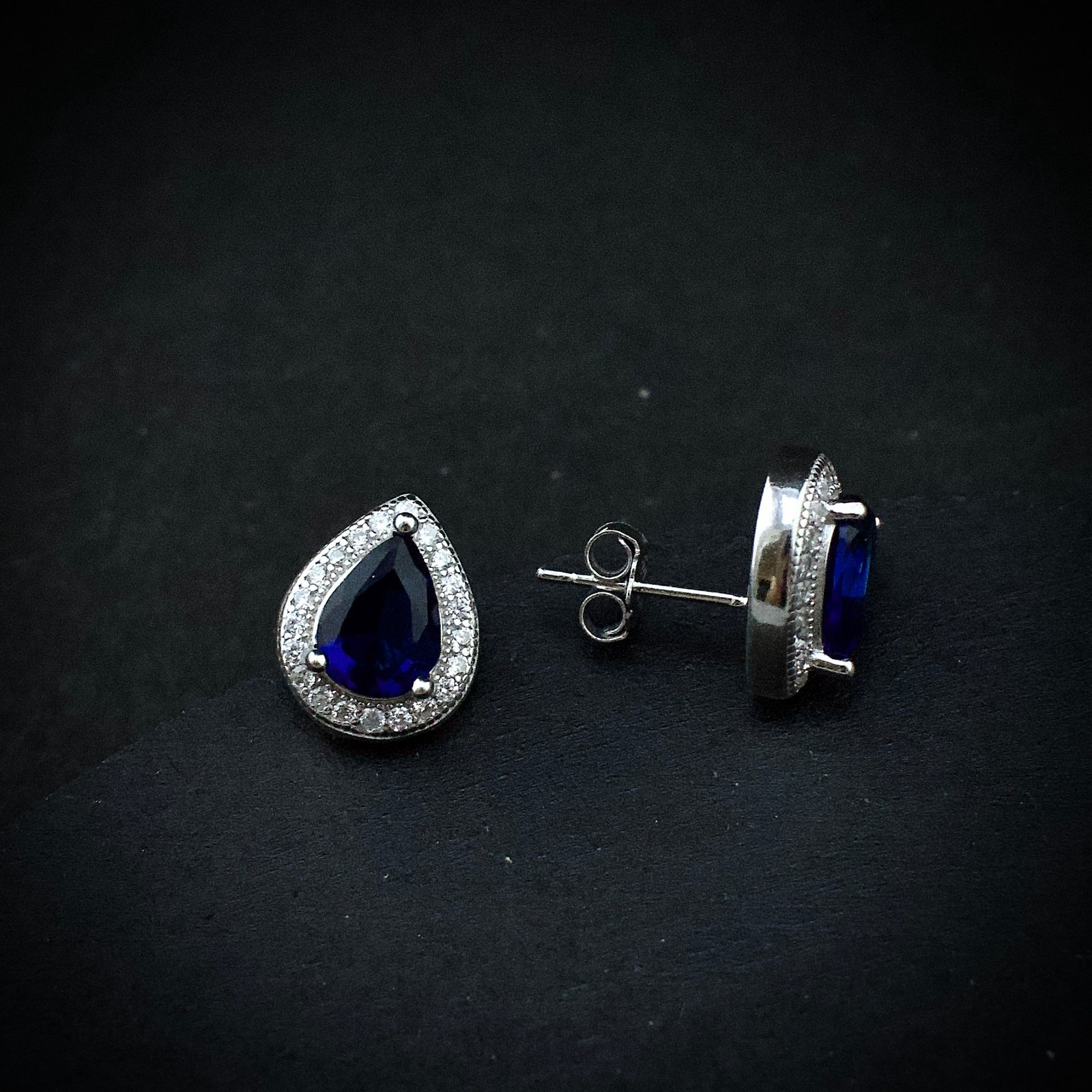 Cubic zirconia pendant earring set, 925 sterling silver and Blue white CZ necklace, Unique birthday gift, Wedding jewelry for bridesmaid