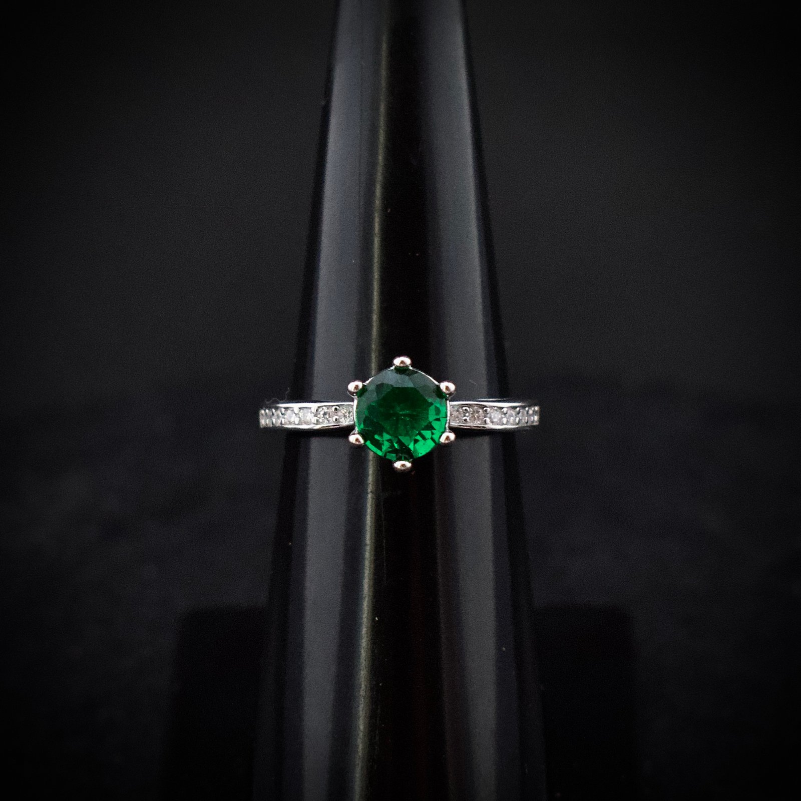 Green and white cubic zirconia ring, 925 sterling silver ring, Adjustable ring, Unique handmade birthday gift, Wedding ring for bride