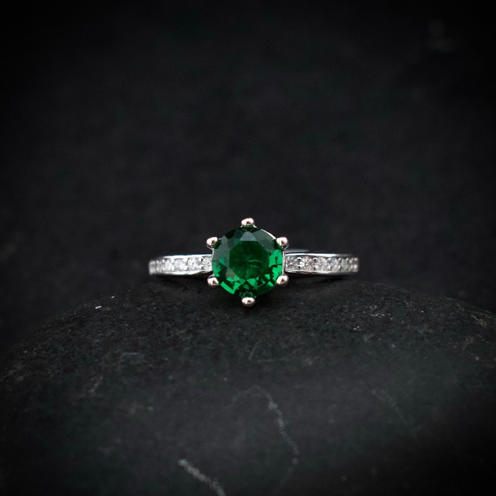 Green and white cubic zirconia ring, 925 sterling silver ring, Adjustable ring, Unique handmade birthday gift, Wedding ring for bride