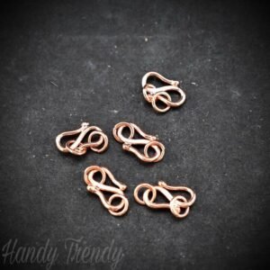 Pure copper clasp with jump ring and ball end, 25 pieces, One side solder, 13mm clasp and 5 mm jump ring, Raw material, Handmade S lock