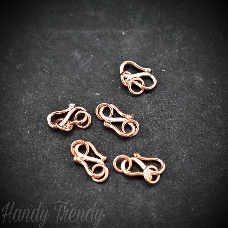 Pure copper clasp with jump ring and ball end, 25 pieces, One side solder, 13mm clasp and 5 mm jump ring, Raw material, Handmade S lock