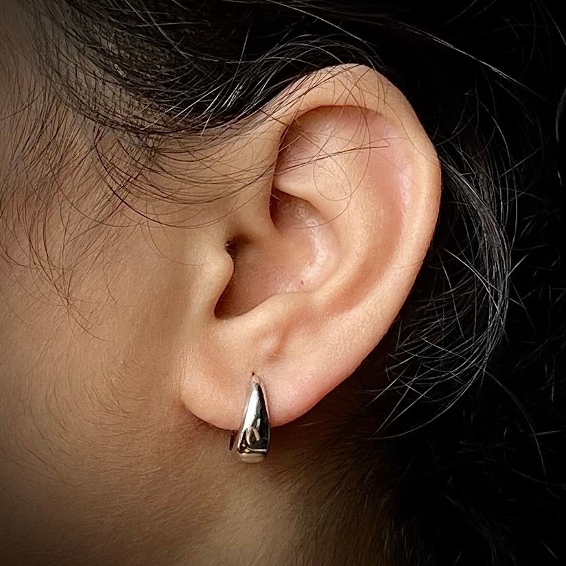 Huggie hoop earring, 925 sterling silver earrings, Unique handmade birthday gift, Wedding jewelry for bride, One of a kind jewelry