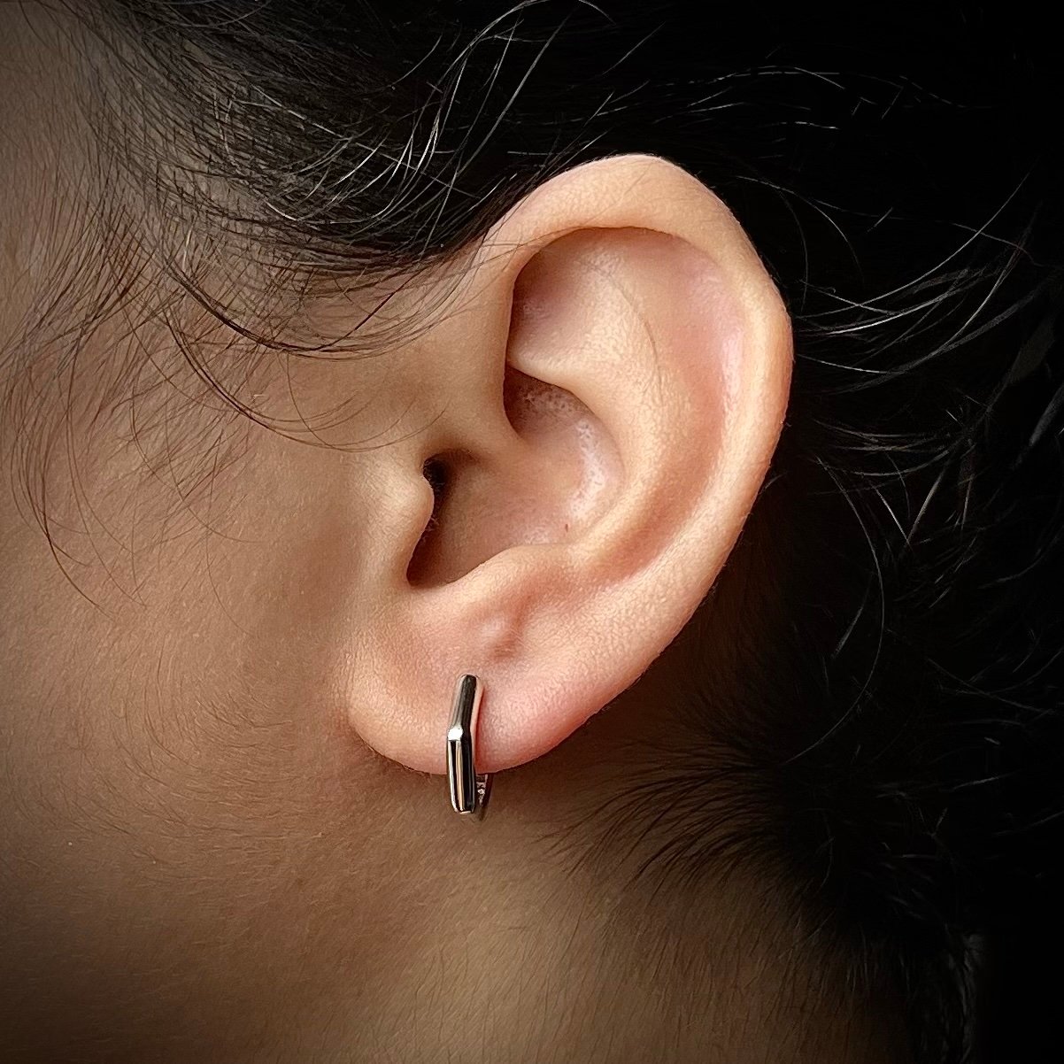 Huggie hoop earring, 925 sterling silver earrings, Unique handmade birthday gift, Wedding jewelry for bride, One of a kind jewelry