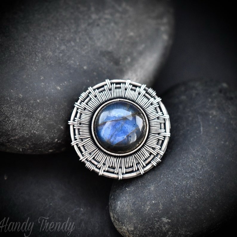 Labradorite endless wheel ring, Adjustable 925 sterling silver wire wrapped ring, Unique handmade birthday gift, One of a kind jewelry