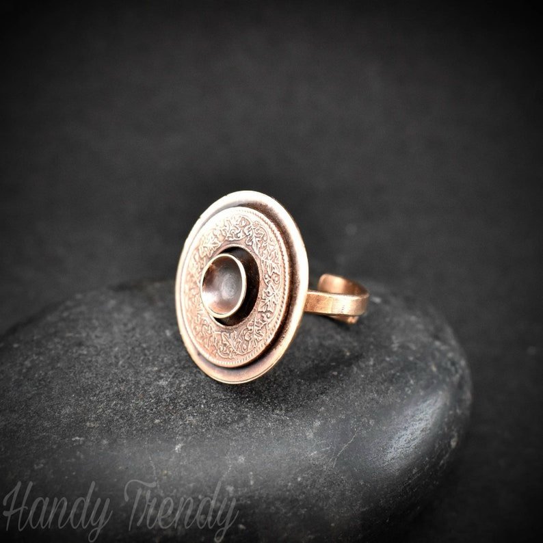 Coin ring, Adjustable Copper ring, Unique handmade birthday gift, artisan boho jewelry, Statement piece, Boho style