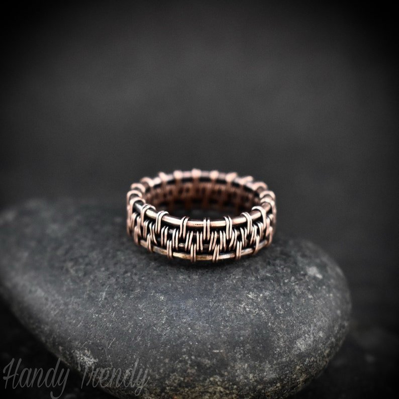 Handmade Copper Wire Wrapped Ring Band - Size 5.5