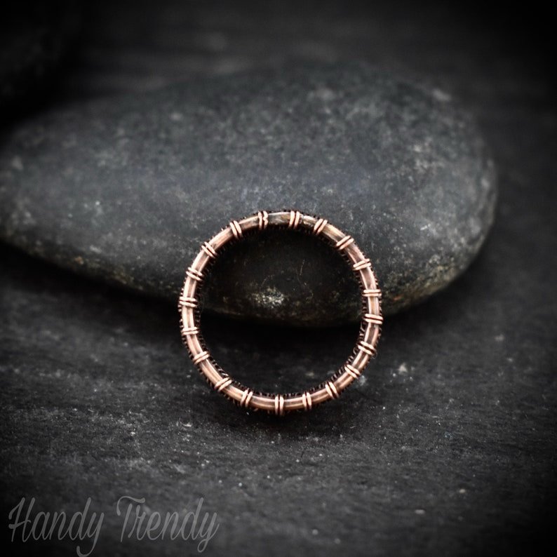 Handmade Copper Wire Wrapped Ring Band - Size 5.5