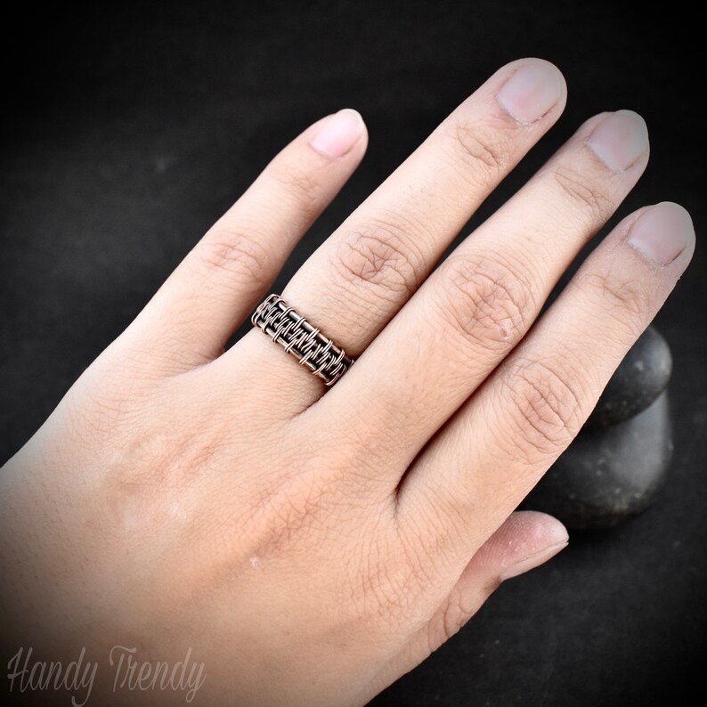 Handmade Copper Wire Wrapped Ring Band - Size 5.5