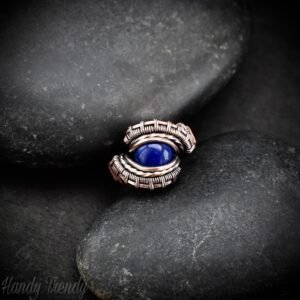 Lapis lazuli ring, Size 5 1/2 USA, Copper wire wrapped jewelry, Unique handmade Birthday gift, One of a kind artisan jewelry, Blue ring