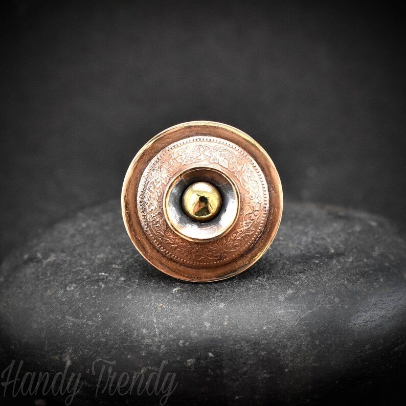 Dome ring, Adjustable Copper ring, Unique handmade birthday gift, artisan boho jewelry, Statement piece, Boho style