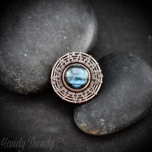 Labradorite endless wheel ring, Adjustable Copper wire wrapped ring, Unique handmade birthday gift, One of a kind artisan boho jewelry