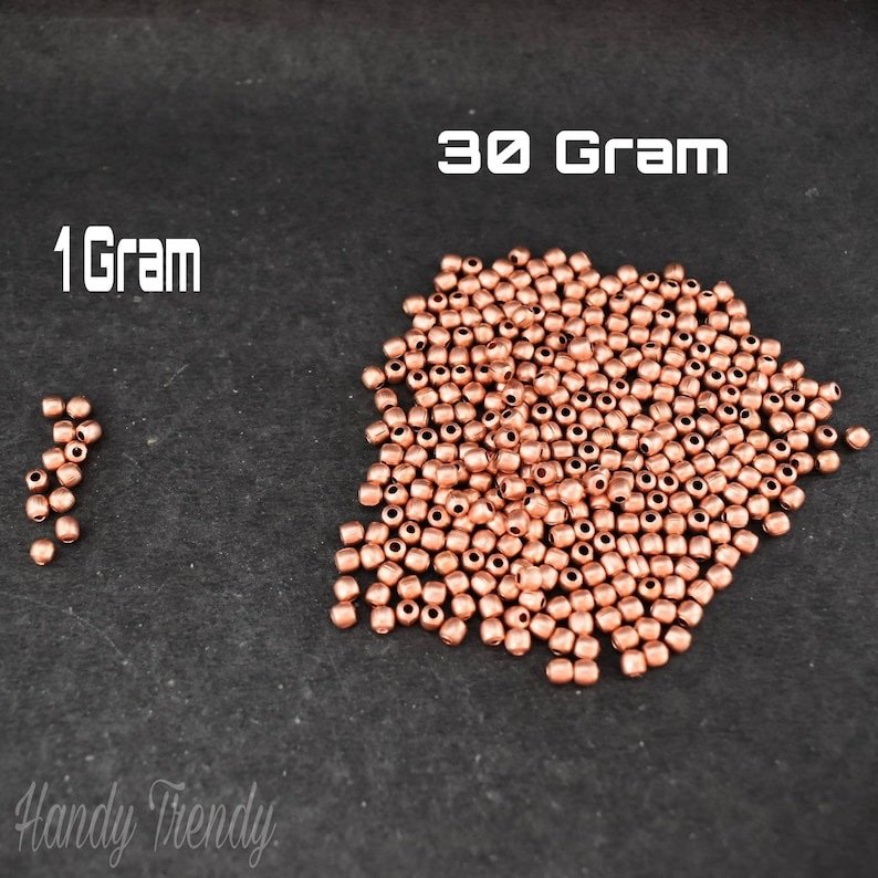 3mm Pure copper beads, 30 gram bead, 20 gauge hole size, Copper jewelry finding, No plating, Raw copper, Can be Oxidize from liver of sulfur