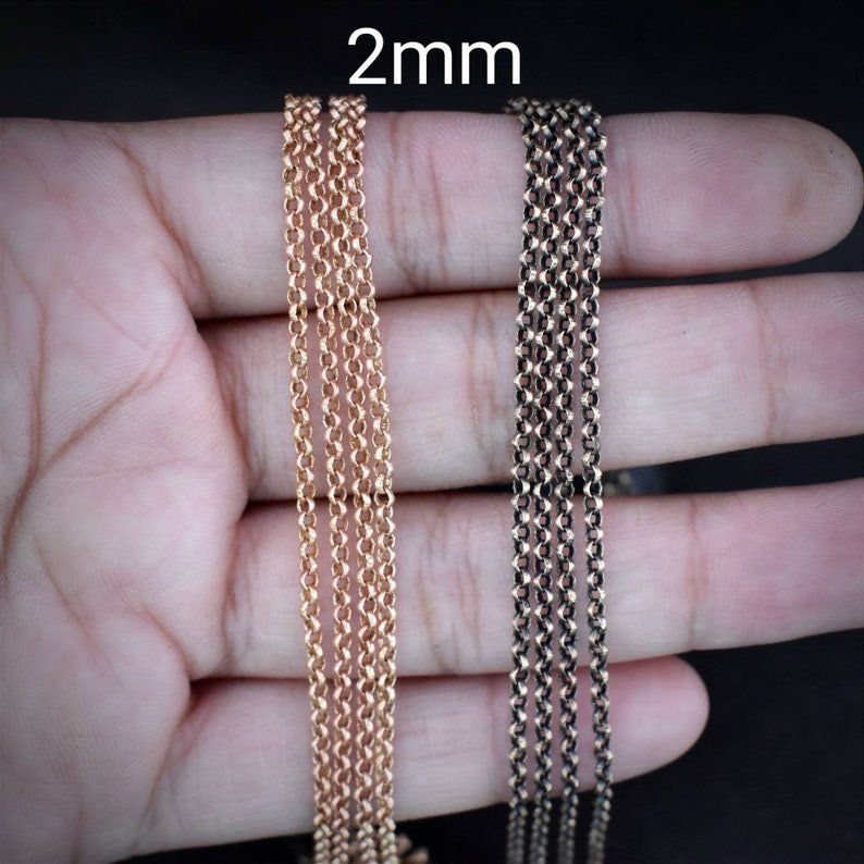 5 meter pure copper chain, 2mm 2.5mm 3mm size, Soldered link, rolo ring design, Jewelry finding, 16 feet full length, No plating, Raw copper
