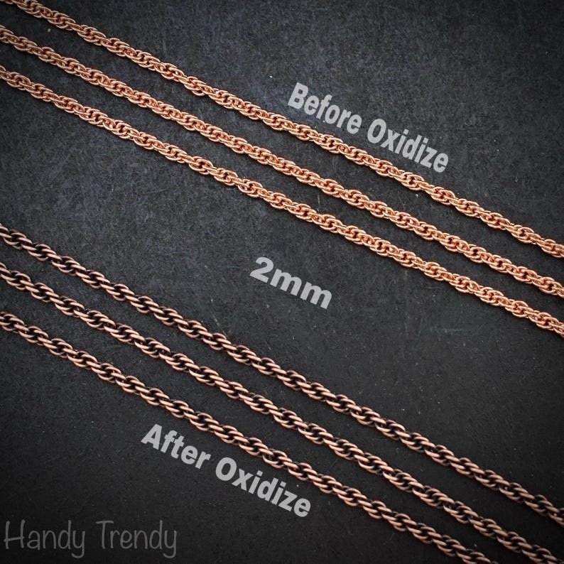 5 meter pure copper chain, 2mm 3mm size, Soldered link, Rope chain design, Jewelry finding, 16 feet full length, No plating, Raw copper