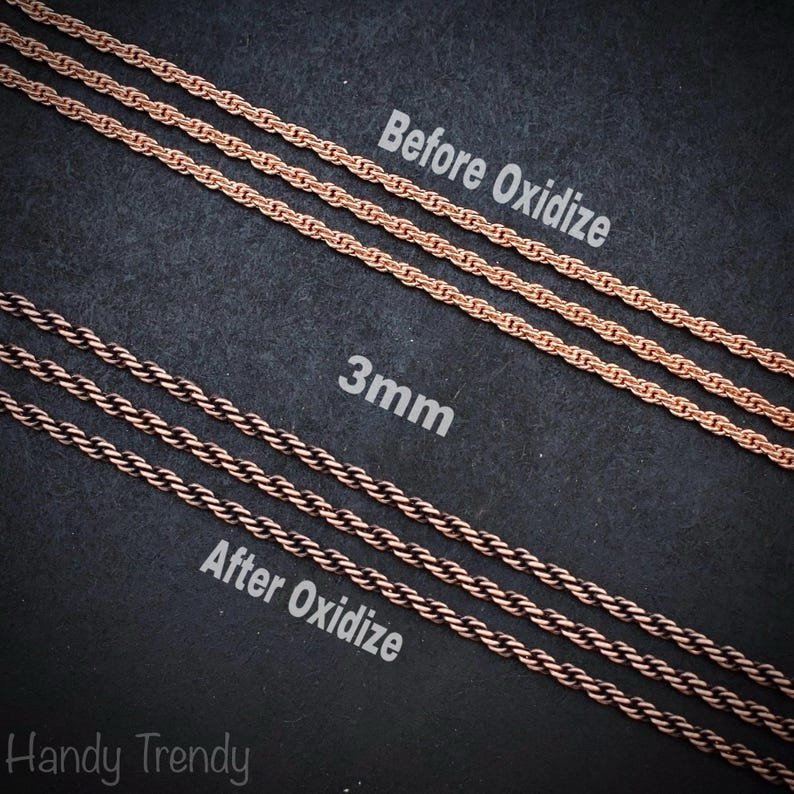 5 meter pure copper chain, 2mm 3mm size, Soldered link, Rope chain design, Jewelry finding, 16 feet full length, No plating, Raw copper