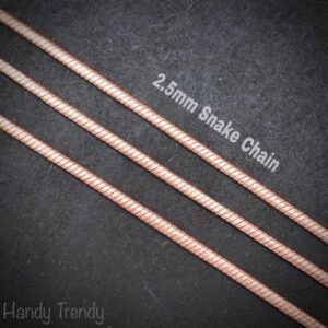 5 meter pure copper chain, 2.5mm size, Soldered link, Snake chain design, Jewelry finding, 16 feet full length, No plating, Raw copper