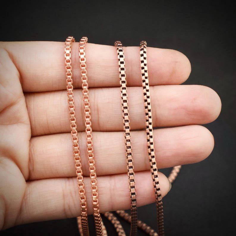 5 meter pure copper chain, 2.5mm size, Soldered link, Box chain design, Jewelry finding, 16 feet full length, No plating, Raw copper