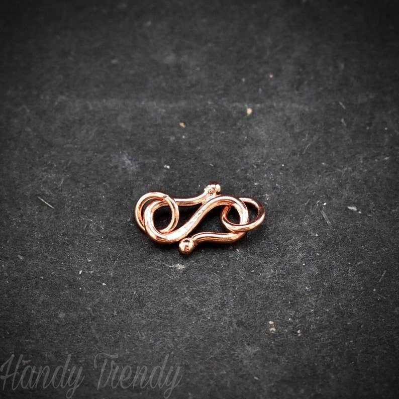 Pure copper clasp with jump ring and ball end, 25 pieces, One side solder, 13mm clasp and 5 mm jump ring, Raw material, Handmade S lock