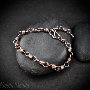 Coil link chain bracelet, Size 8 inch, adjustable size, Unisex bracelet, Unique handmade gift, One of a kind jewelry, Statement jewelry