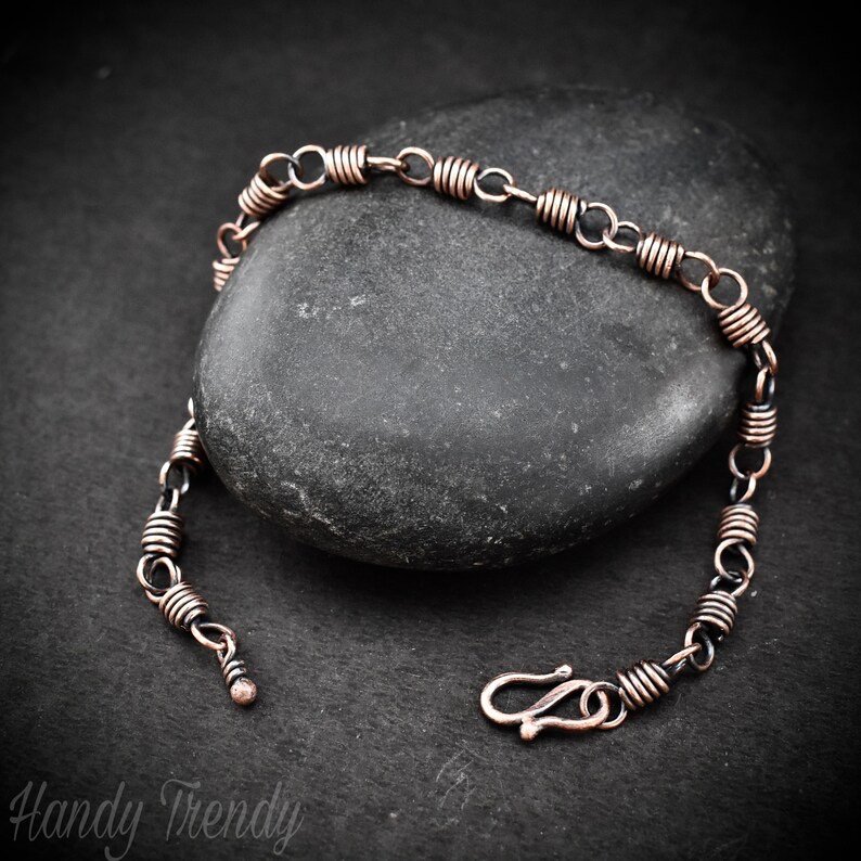 Coil link chain bracelet, Size 8 inch, adjustable size, Unisex bracelet, Unique handmade gift, One of a kind jewelry, Statement jewelry