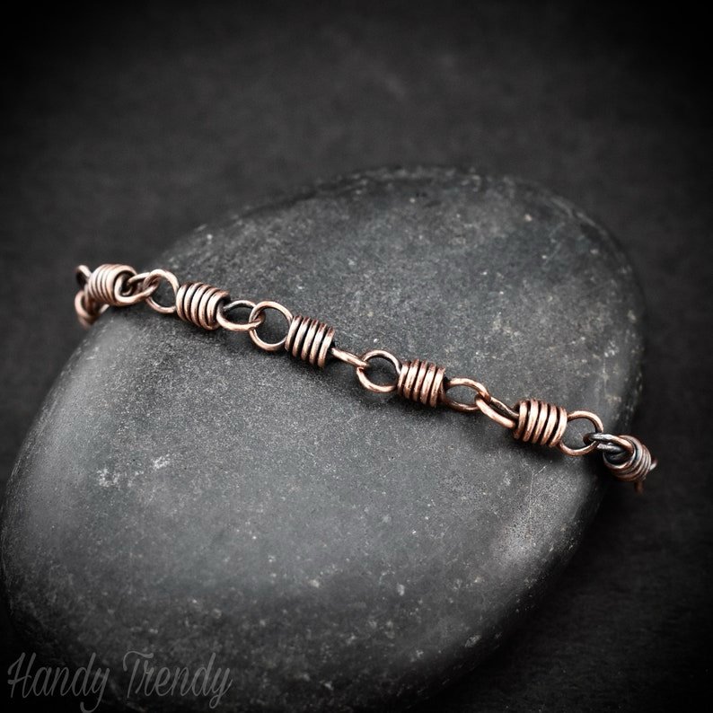 Coil link chain bracelet, Size 8 inch, adjustable size, Unisex bracelet, Unique handmade gift, One of a kind jewelry, Statement jewelry