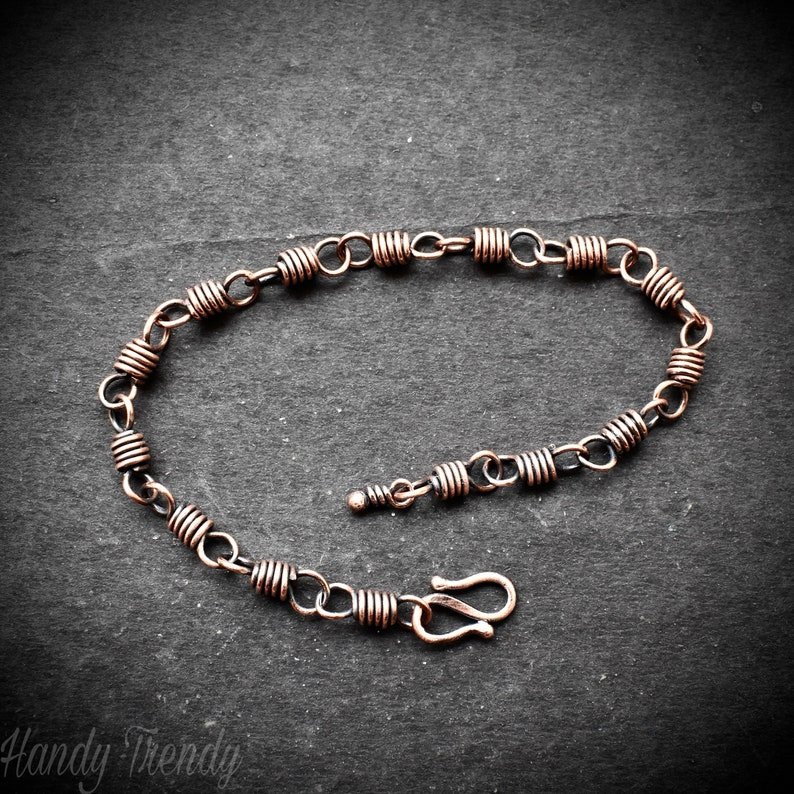 Coil link chain bracelet, Size 8 inch, adjustable size, Unisex bracelet, Unique handmade gift, One of a kind jewelry, Statement jewelry