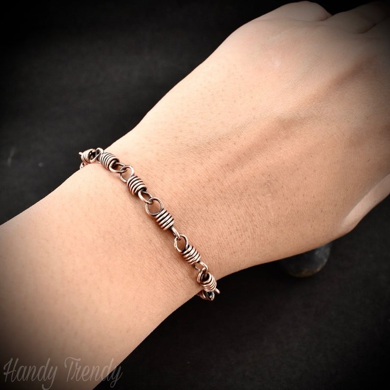 Coil link chain bracelet, Size 8 inch, adjustable size, Unisex bracelet, Unique handmade gift, One of a kind jewelry, Statement jewelry