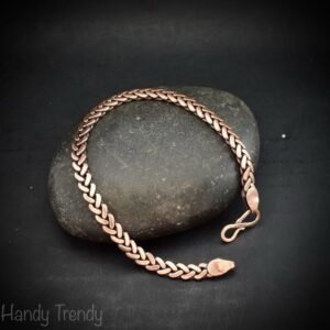 Braid copper chain bracelet, Size 8 inch, Unisex bracelet, Unique handmade birthday gift for men, One of a kind jewelry, Statement jewelry