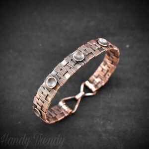 Dome cuff bracelet, Copper Wire wrapped jewelry, Unisex bracelet, Unique handmade birthday gift, One of a kind jewelry, Size 17cm