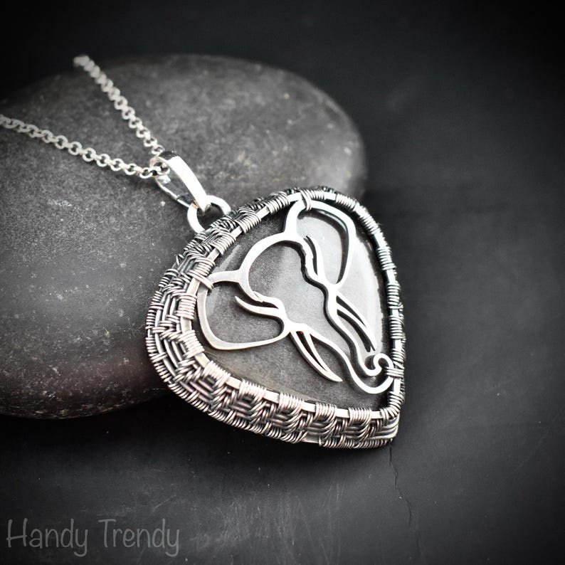 Elephant pendant, 925 sterling silver and silver obsidian stone necklace, wild animal jewelry, Unique handmade gift, One of a kind jewelry