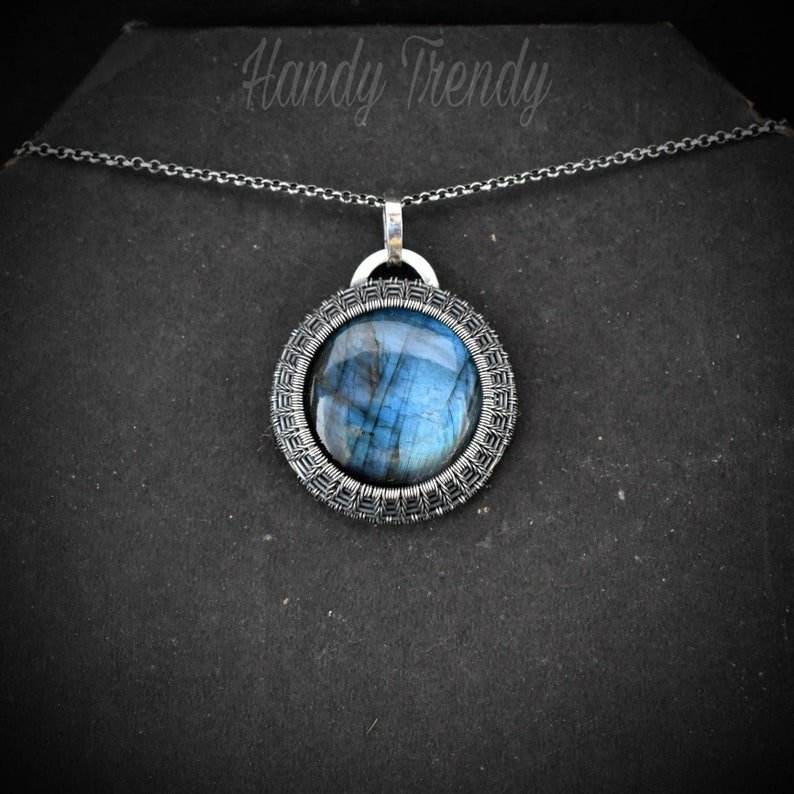 Labradorite cage pendant, 925 sterling silver Wire wrapped jewelry, Unique handmade One of a kind piece