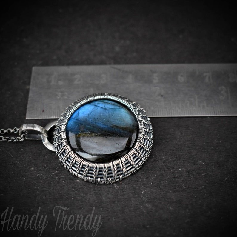 Labradorite cage pendant, 925 sterling silver Wire wrapped jewelry, Unique handmade One of a kind piece